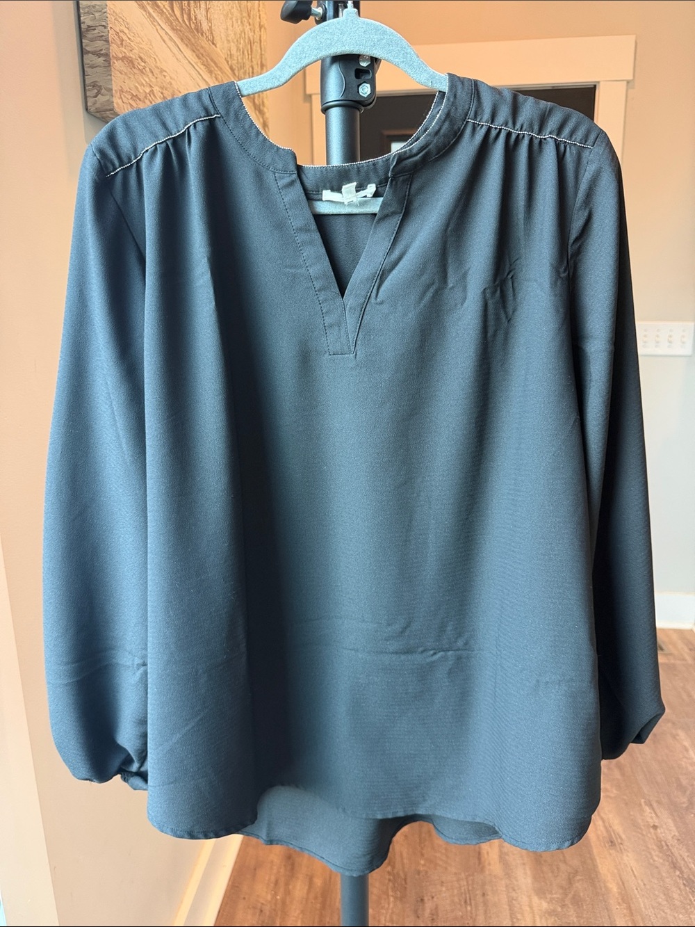 Maurices Black Long-Sleeve V-Neck Blouse